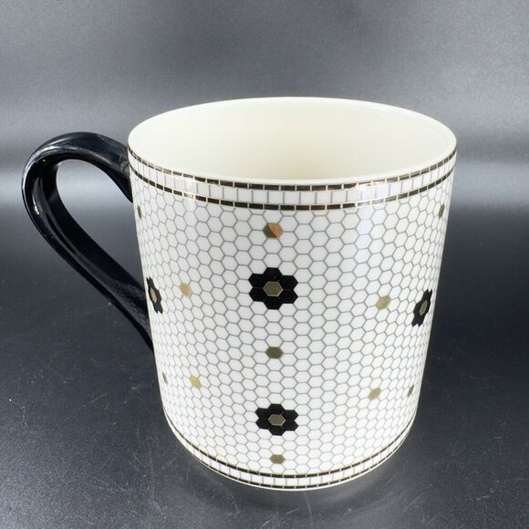 Anthropologie Bistro Tile Monogram Mosaic Letter C Porcelain Coffee Mug Cup - Picture 8 of 10
